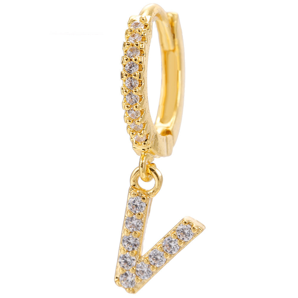 Sparkly Letter Dangle Hoop Earrings