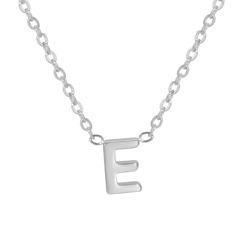 Sharp Silver Initial Necklace – Structured Design with Dual-Sided Chain