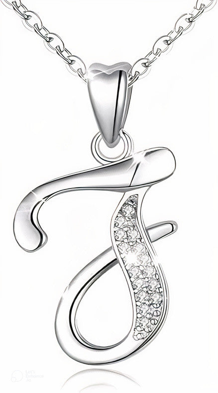 Curved Sparkly Letter Necklace