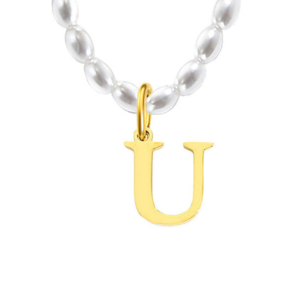 Pearl Charm Letter Necklace