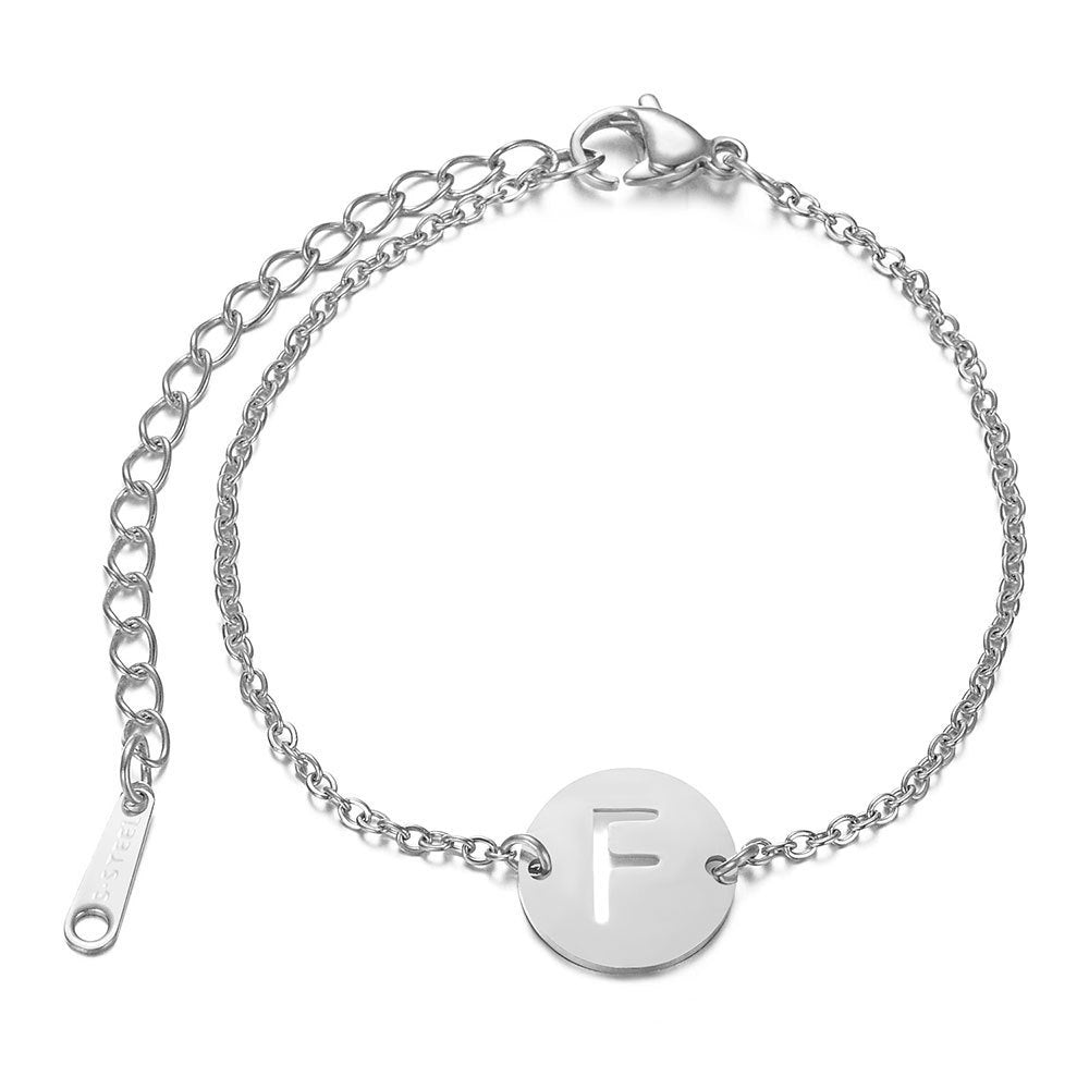 Polished Silver Initial Bracelet