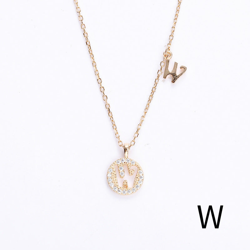Golden Crystal Cut-Out Initial Necklace