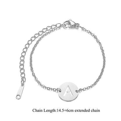 Polished Silver Initial Bracelet