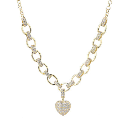 "Radiant Heart" Luxury Gift Set —  Gold Plated Necklace & Bracelet with Pavé Zirconia