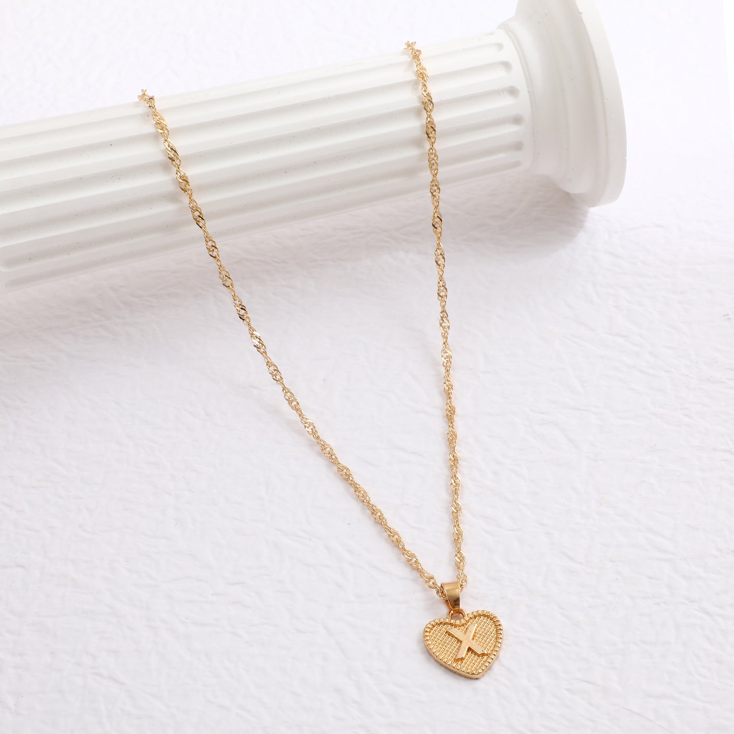 Delicate Dot Heart Initial Necklace