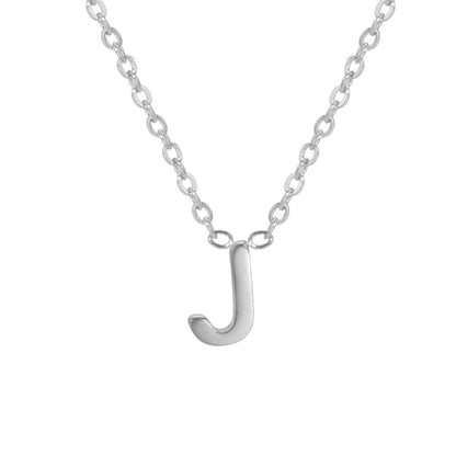 Sharp Silver Initial Necklace – Structured Design with Dual-Sided Chain