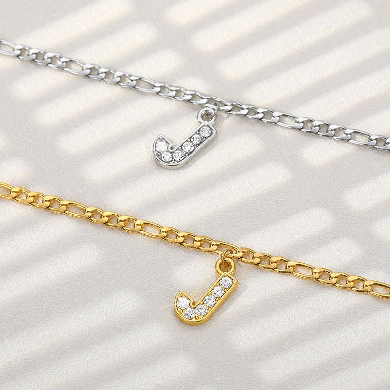 Sparkling Gold Letter Anklet
