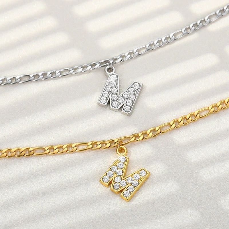 Sparkling Gold Letter Anklet