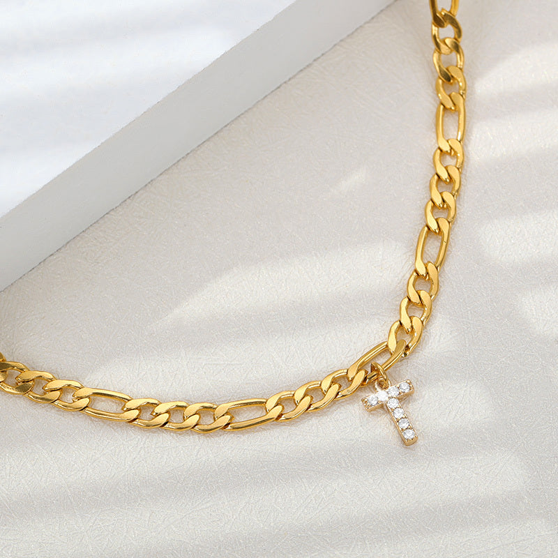 Sparkling Gold Letter Anklet