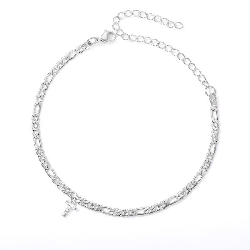 Sparkling Gold Letter Anklet