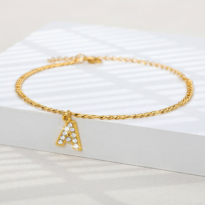 Sparkling Gold Letter Anklet