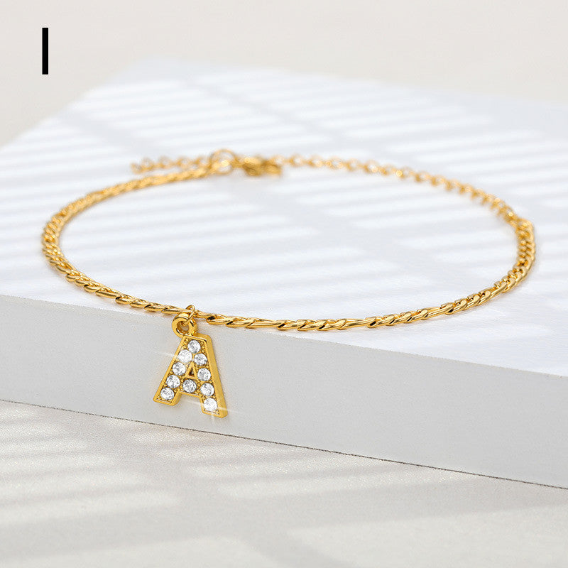 Sparkling Gold Letter Anklet