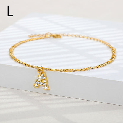 Sparkling Gold Letter Anklet