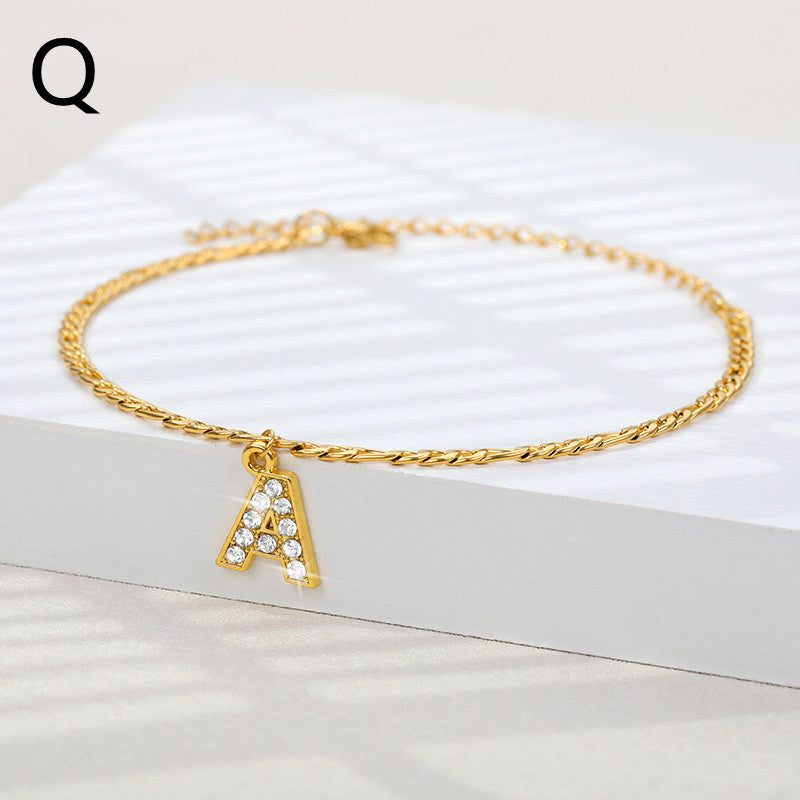 Sparkling Gold Letter Anklet