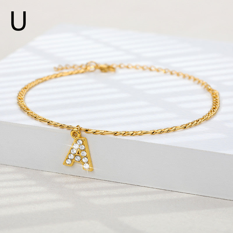 Sparkling Gold Letter Anklet