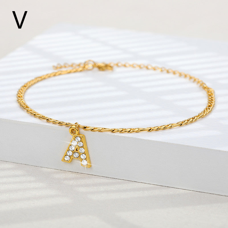 Sparkling Gold Letter Anklet