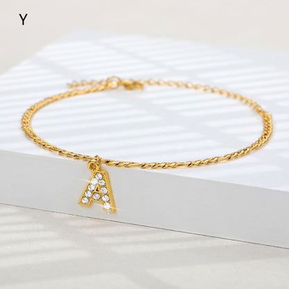 Sparkling Gold Letter Anklet