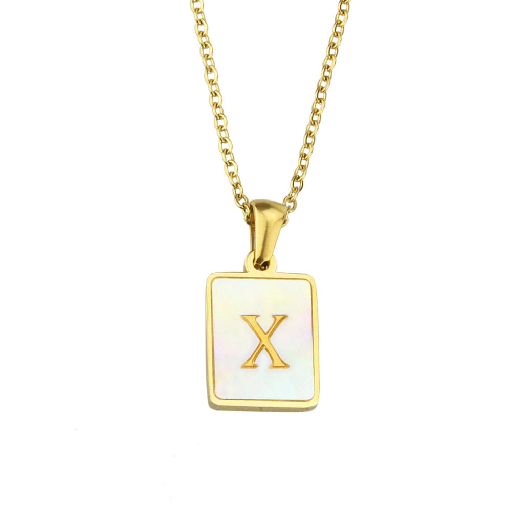 Pearl Frame Letter Necklace