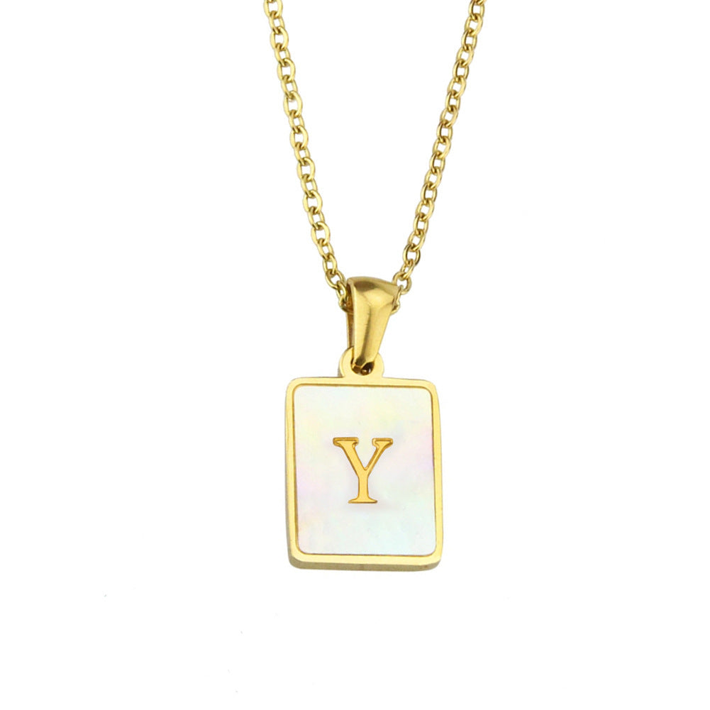 Pearl Frame Letter Necklace