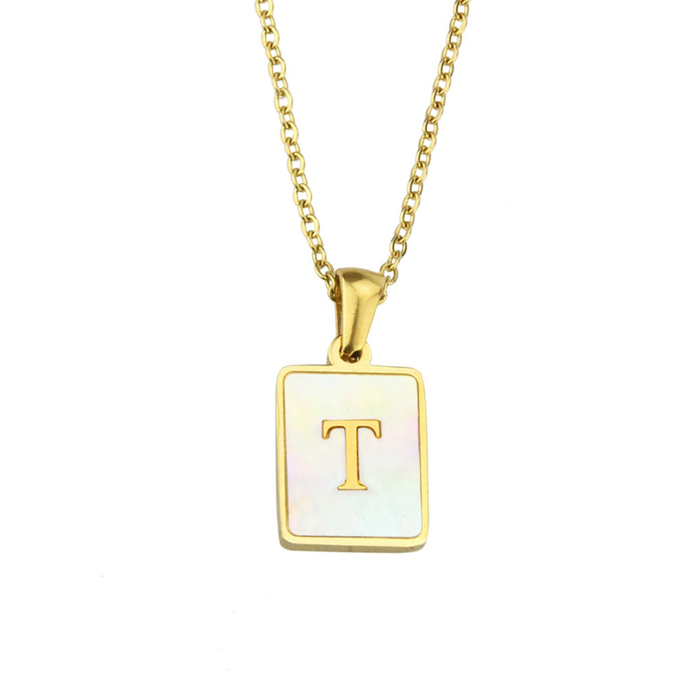 Pearl Frame Letter Necklace
