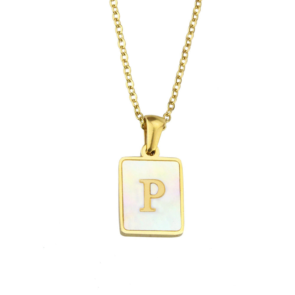 Pearl Frame Letter Necklace