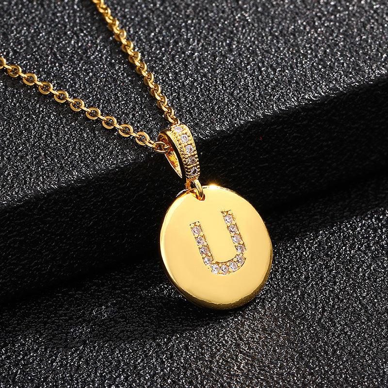 Glossy Coin Letter Pendant