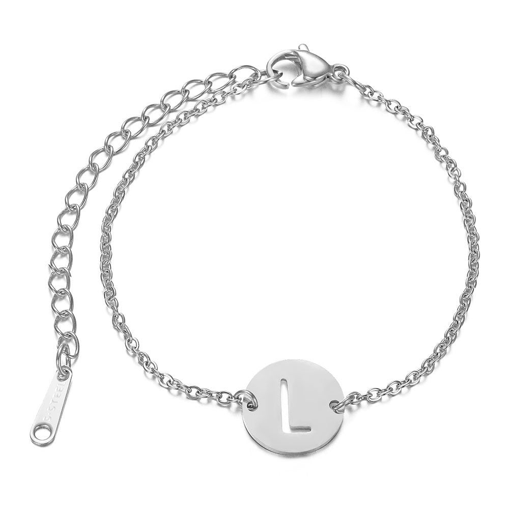Polished Silver Initial Bracelet