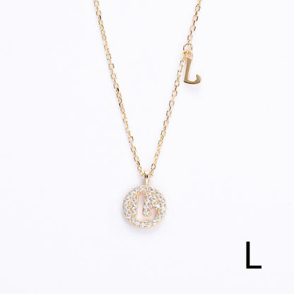 Golden Crystal Cut-Out Initial Necklace