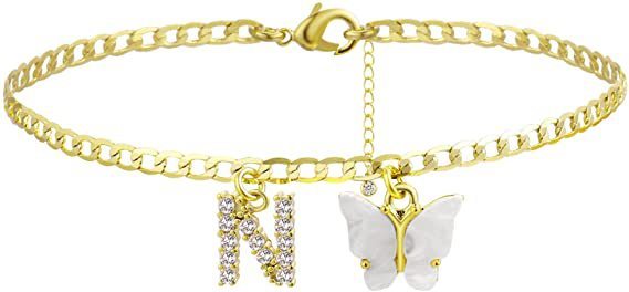 Butterfly & Sparkle Letter Anklet
