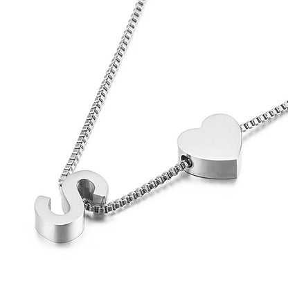 Modern Heart Letter  Necklace