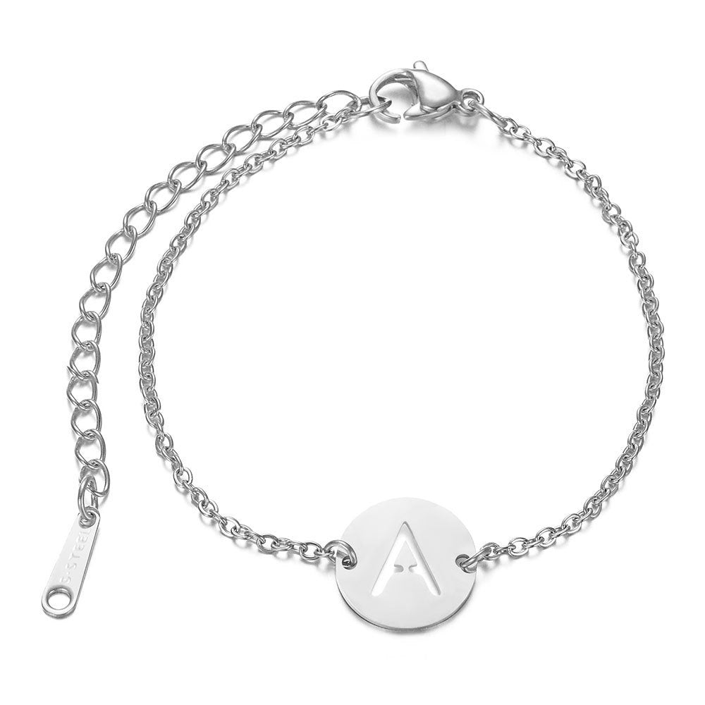 Polished Silver Initial Bracelet