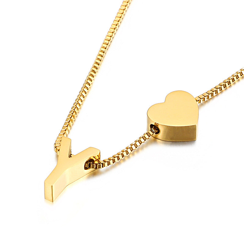 Modern Heart Letter  Necklace