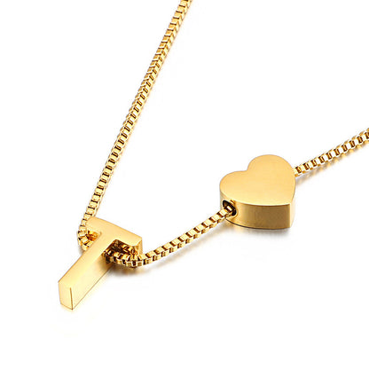 Modern Heart Letter  Necklace