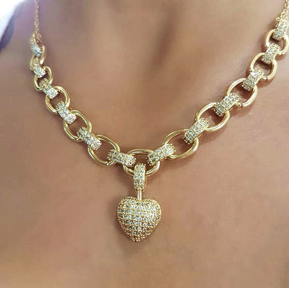 "Radiant Heart" Luxury Gift Set —  Gold Plated Necklace & Bracelet with Pavé Zirconia