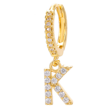 Sparkly Letter Dangle Hoop Earrings