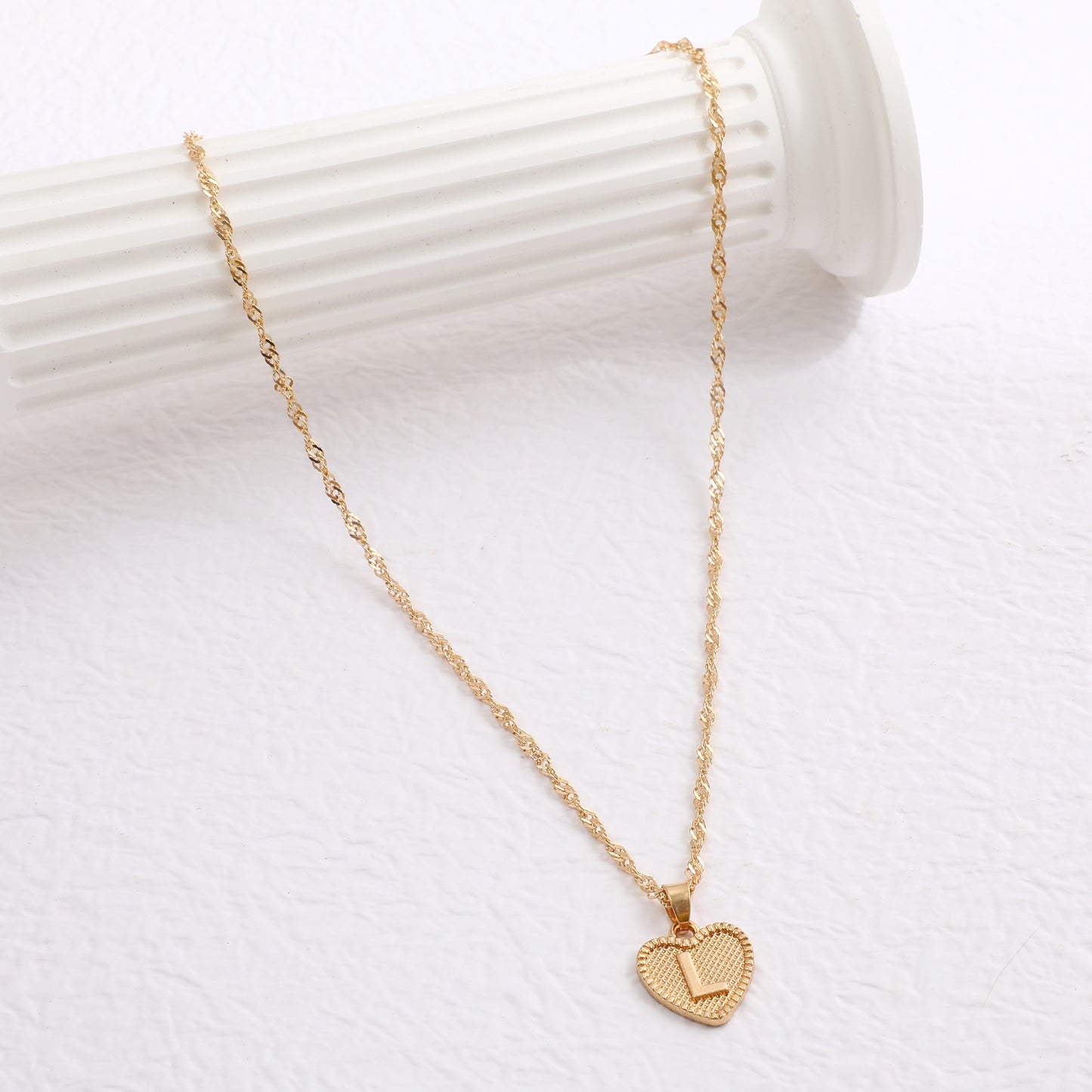 Delicate Dot Heart Initial Necklace