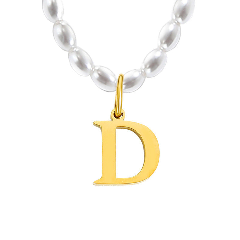 Pearl Charm Letter Necklace
