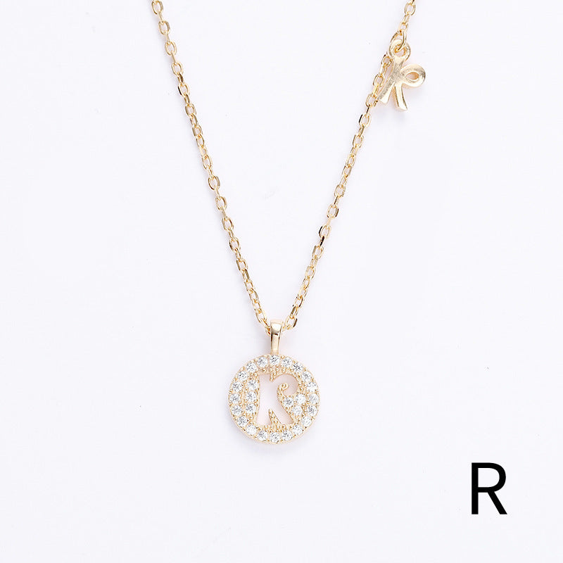 Golden Crystal Cut-Out Initial Necklace