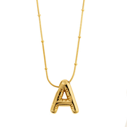 Tilted Fashion Bubble Letter Necklace – Bold, Personalized Jewelry