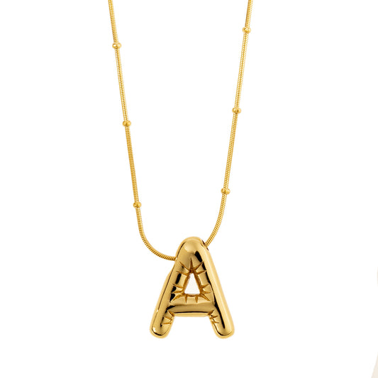 Tilted Fashion Bubble Letter Necklace – Bold, Personalized Jewelry