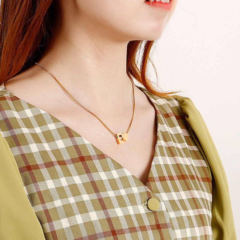 Modern Heart Letter  Necklace