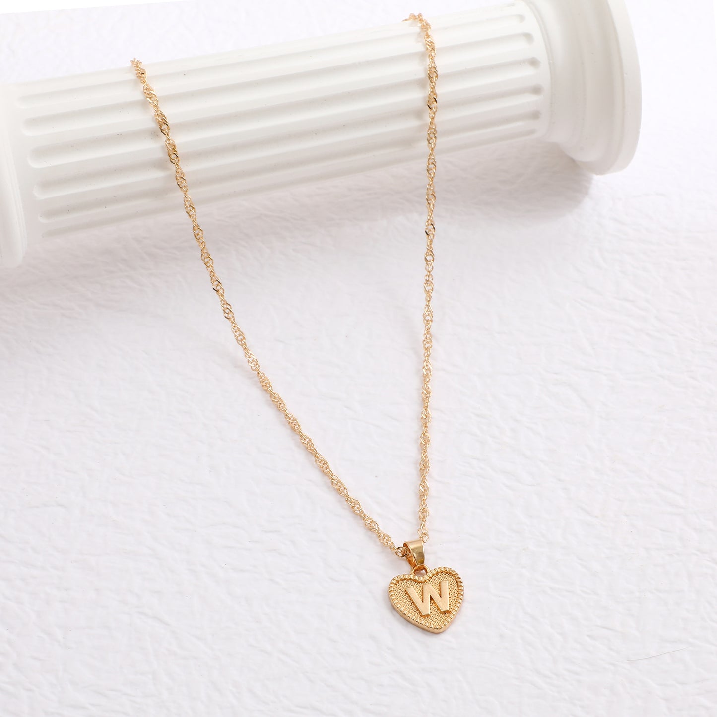 Delicate Dot Heart Initial Necklace