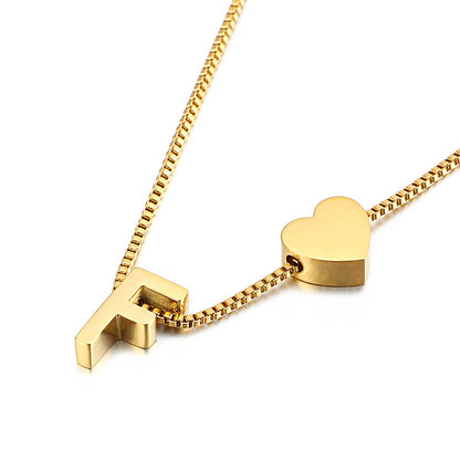 Modern Heart Letter  Necklace