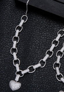 "Radiant Heart" Luxury Gift Set —  Gold Plated Necklace & Bracelet with Pavé Zirconia