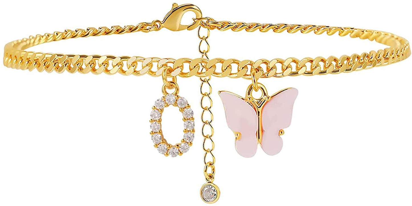 Butterfly & Sparkle Letter Anklet