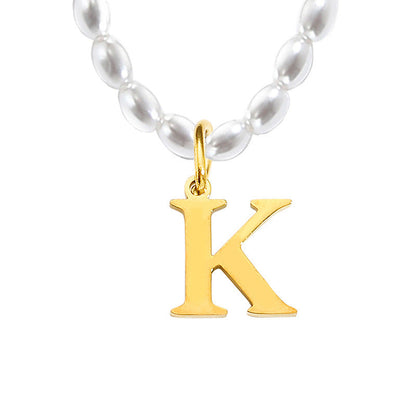 Pearl Charm Letter Necklace
