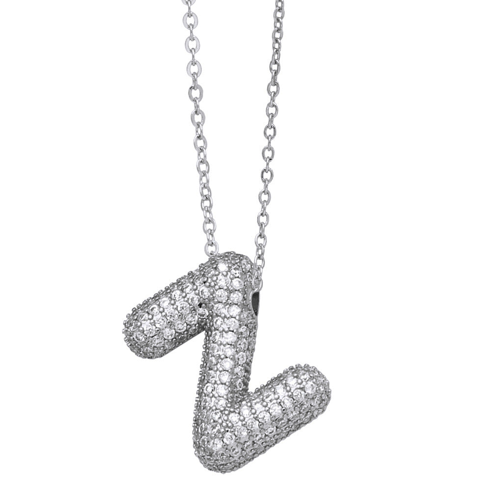 Crystal Fashion Bubble Letter Necklace