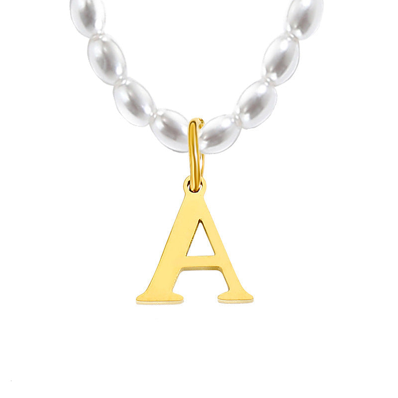 Pearl Charm Letter Necklace