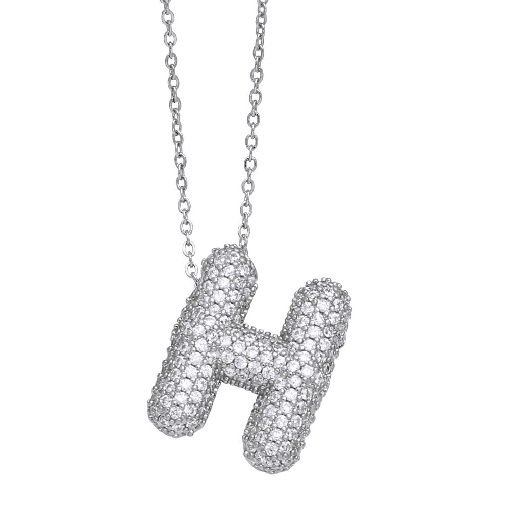 Crystal Fashion Bubble Letter Necklace