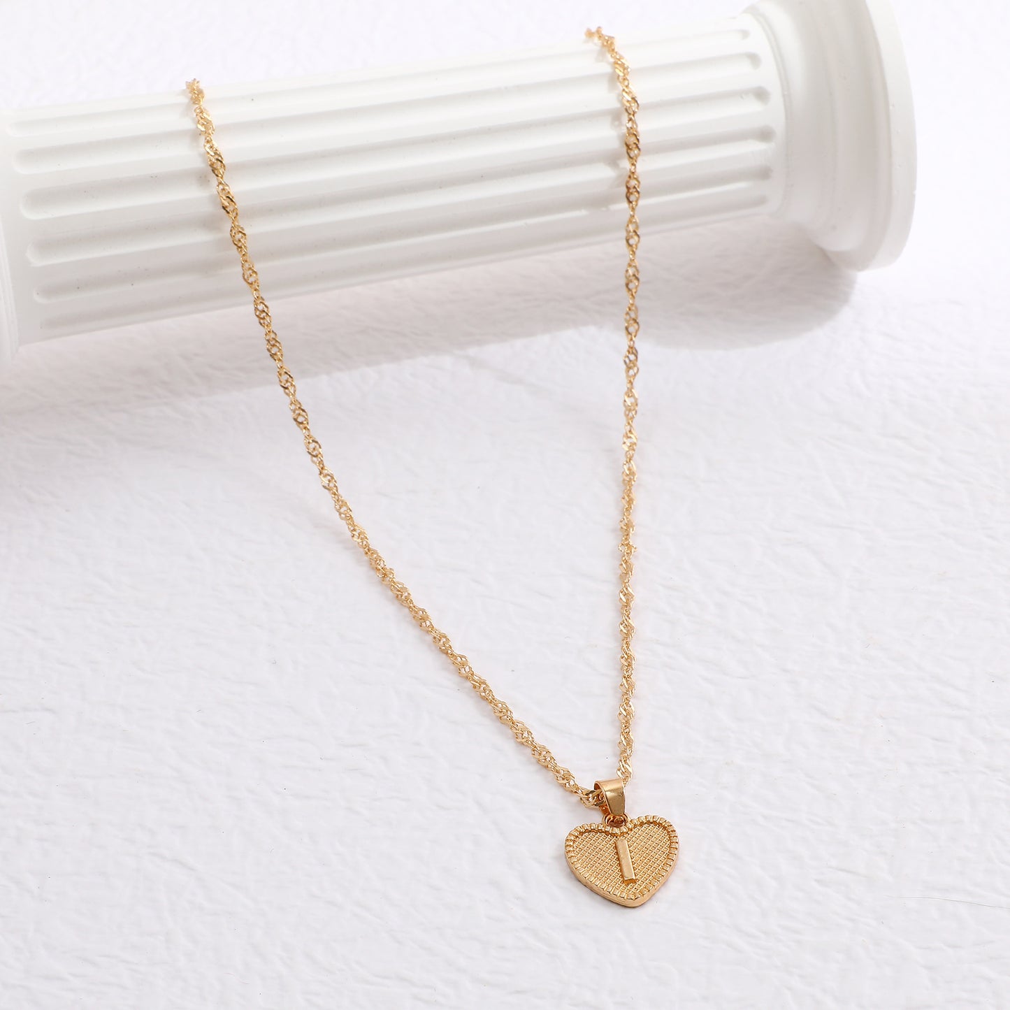 Delicate Dot Heart Initial Necklace